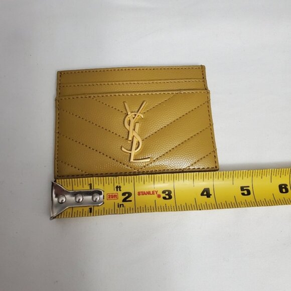 Auth Saint Laurent YSL Monogram Quilted Card Holder Yellow - Picture 6 of 7